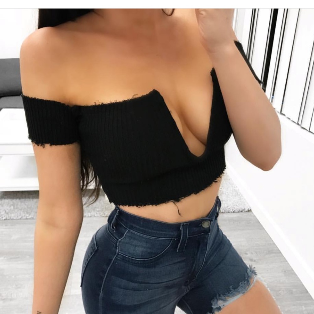 Plunge neck crop top